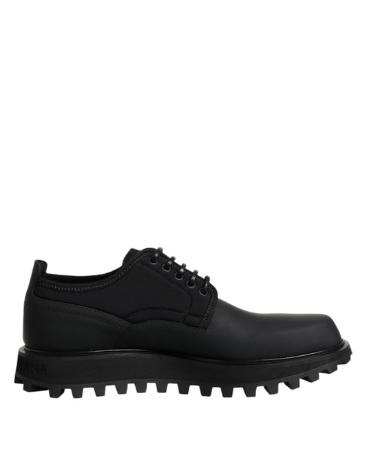 Black Leather Lace Up Trekking Dress Shoes