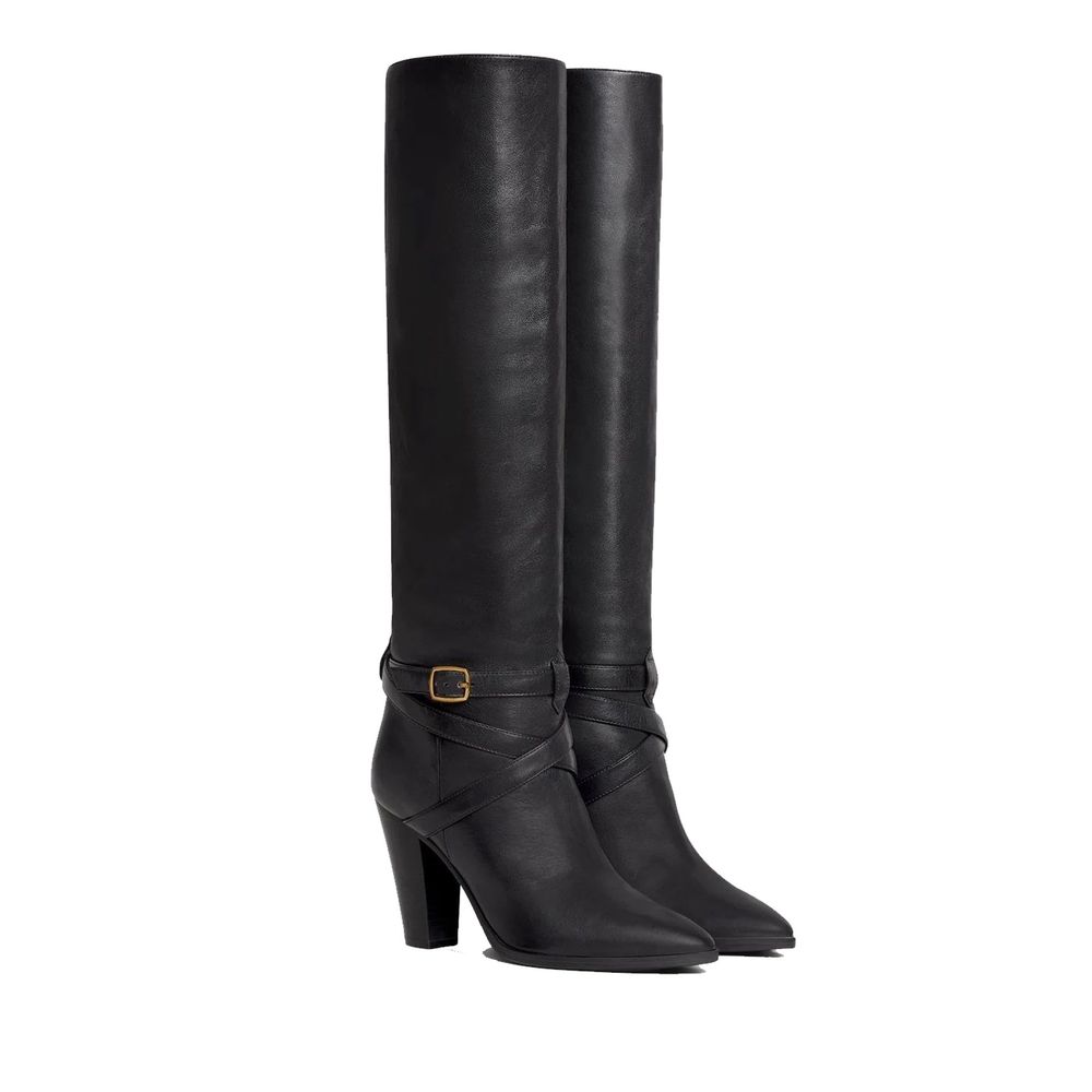 Black Calfskin High Heel Boots