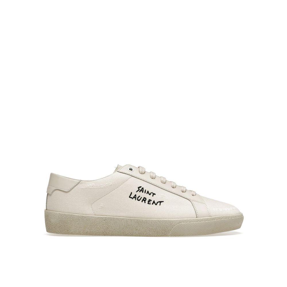 White Canvas Low Top Sneakers