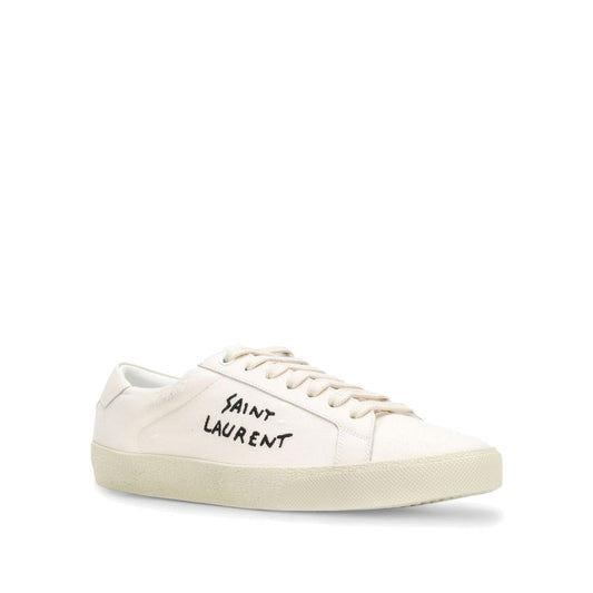 White Canvas Low Top Sneakers