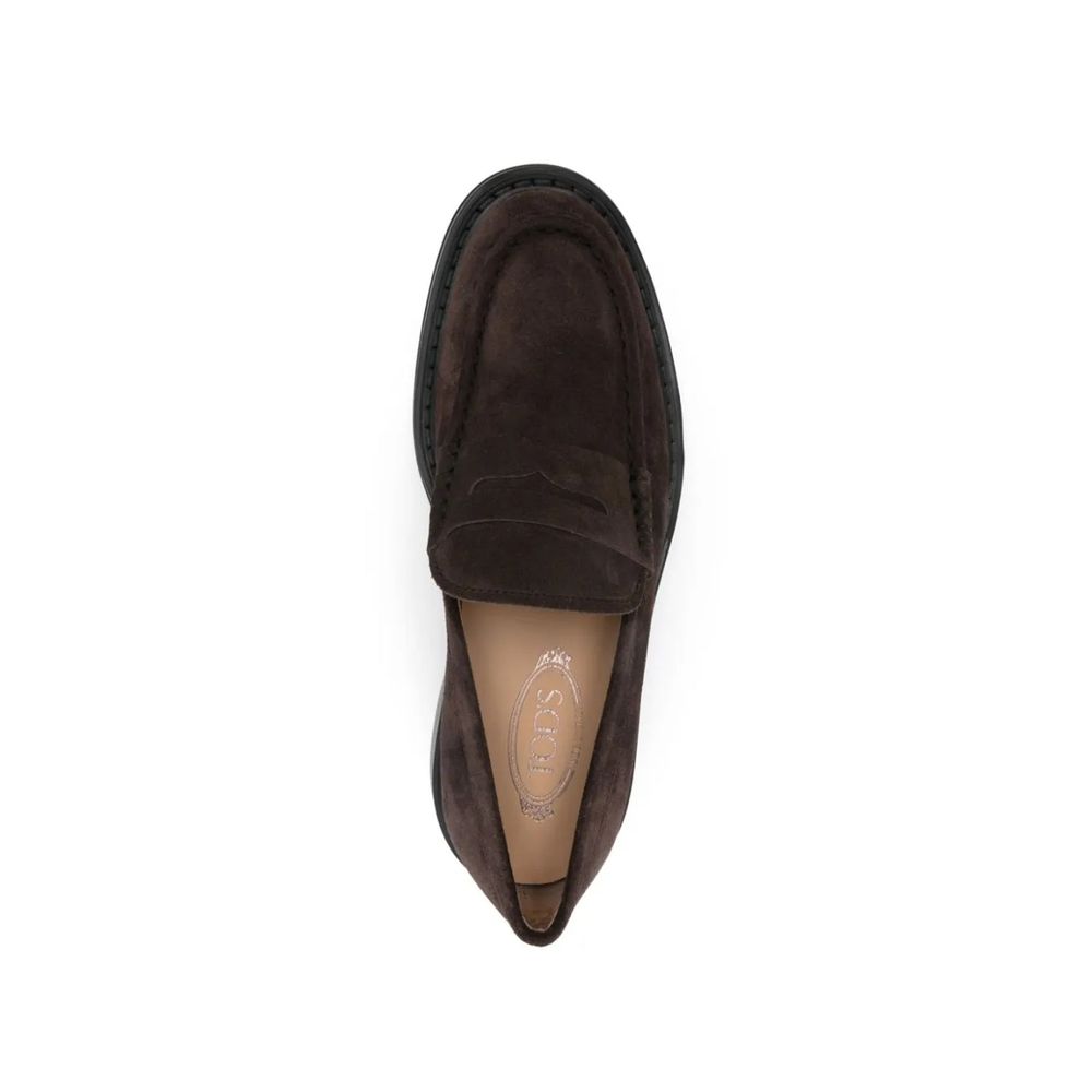 Brown Calfskin Slip-On Loafers