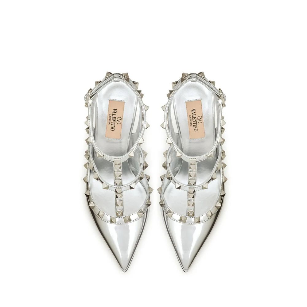 Silver Leather High Heel Pumps