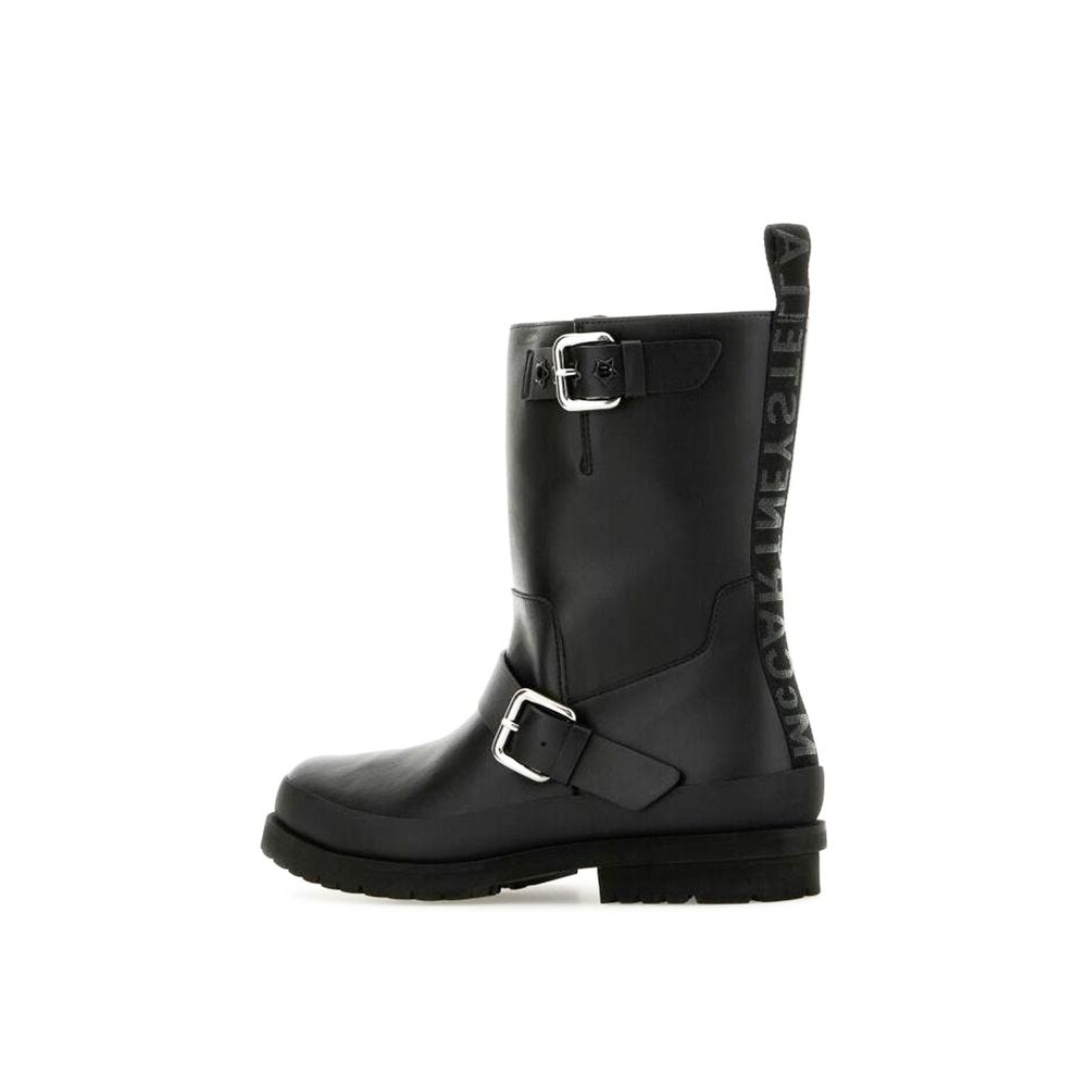 Black Polyester Ankle Boots