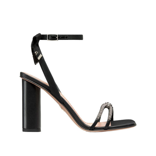 Black Calfskin Stiletto Heel Sandals