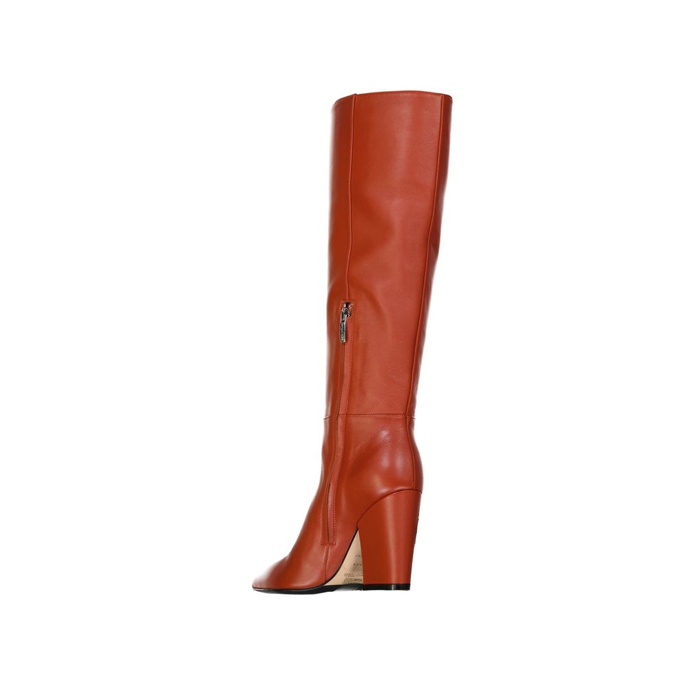 Orange Lamb Leather High Heel Boots