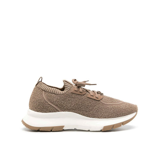 Brown Fabric Athletic Sneakers