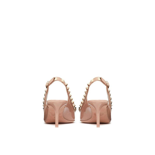 Beige Calfskin Mid Heel Pumps