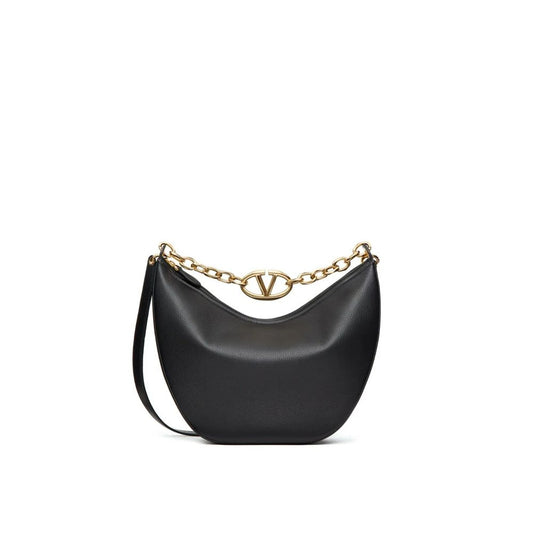 Black Calfskin Shoulder Bag
