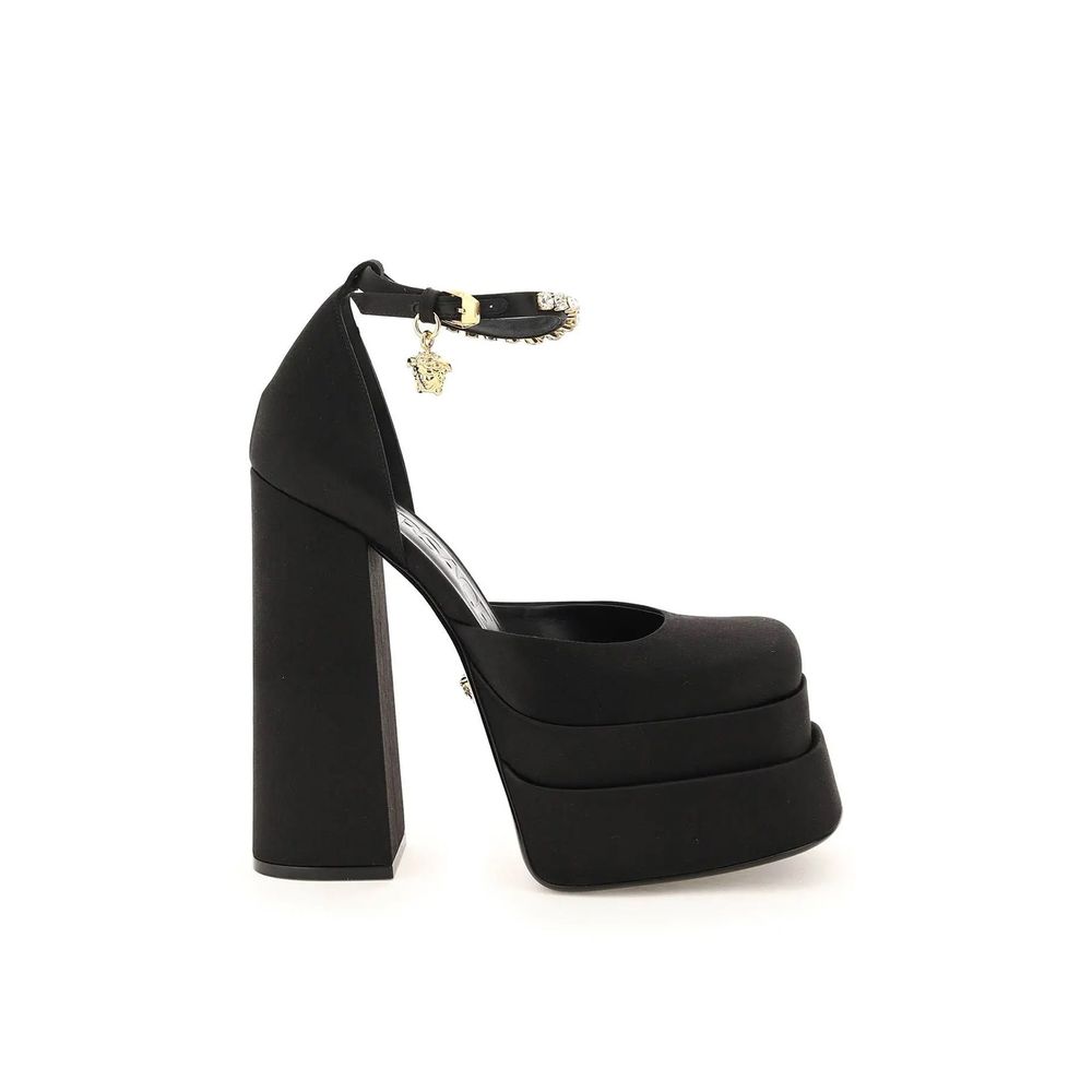 Black Silk Platform Pumps