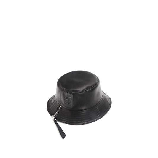 Black Calfskin Bucket Hat