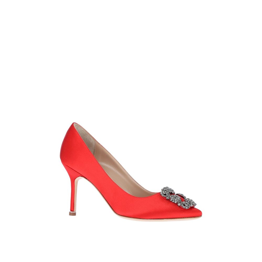 Red Silk High Heel Pumps