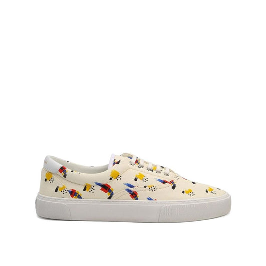 White Canvas Low Top Sneakers