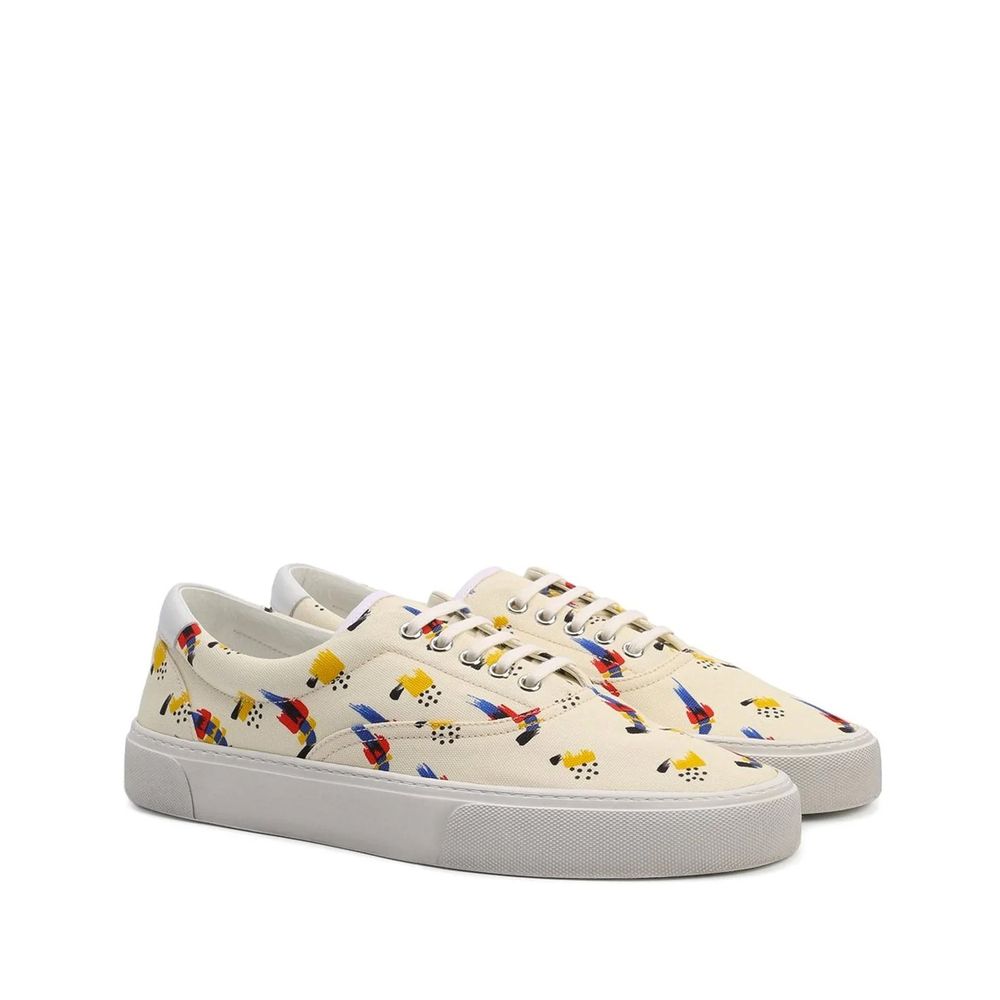 White Canvas Low Top Sneakers