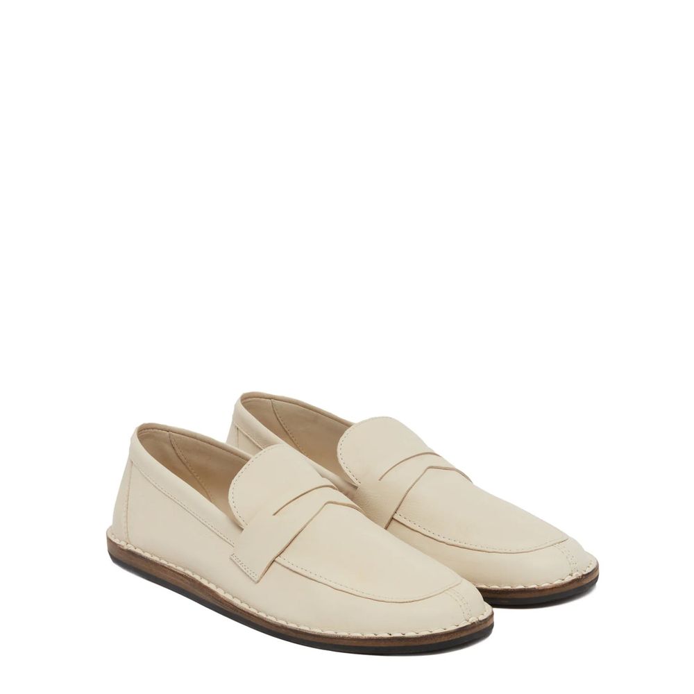 White Calfskin Slip-On Loafers