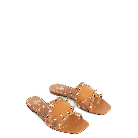 Brown Calfskin Strap-On Sandals