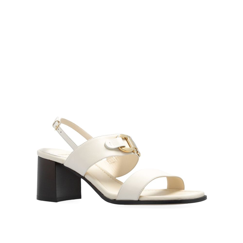 White Calfskin Strap-On Sandals