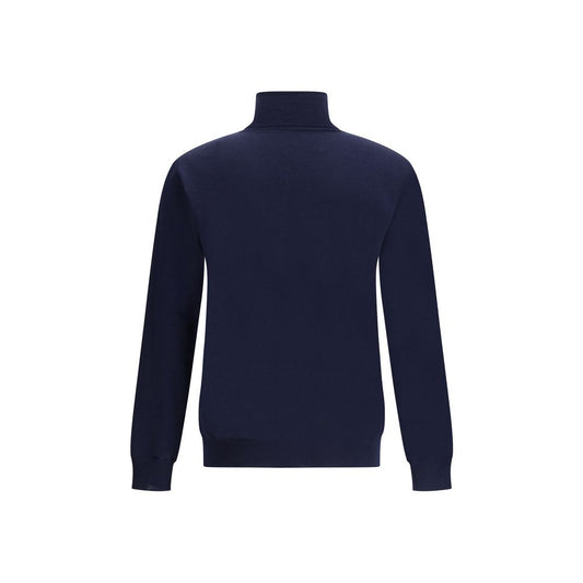 Blue Fleece Wool Turtleneck