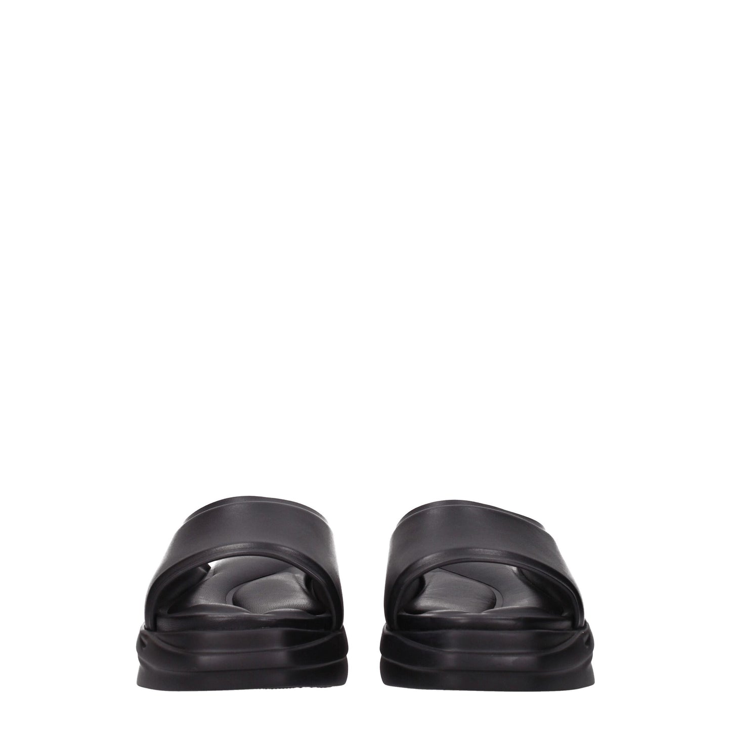 Black Leather Slippers