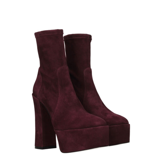 Purple Leather Ankle Boots