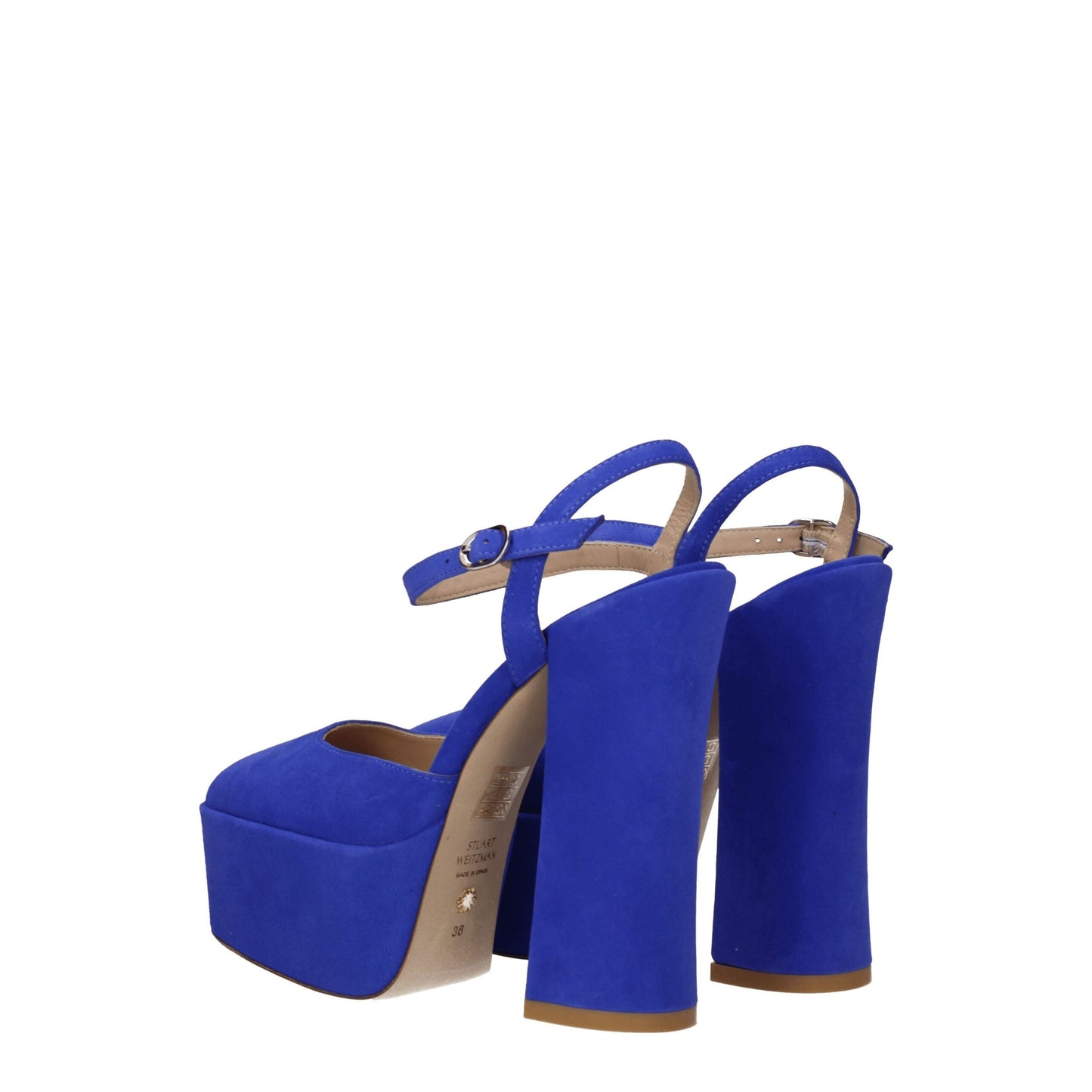 Blue Leather Platform Sandals