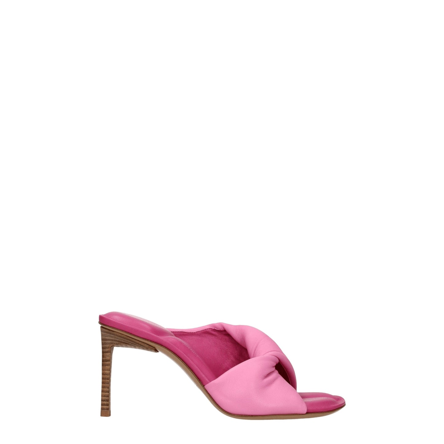 Pink Leather Stiletto Heel Sandals