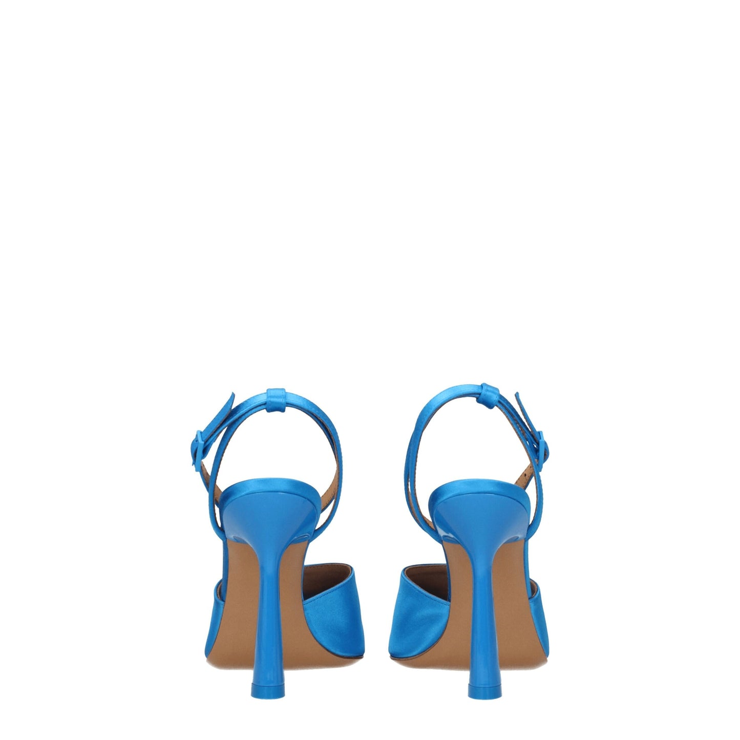 Blue Satin Stiletto Heel Sandals