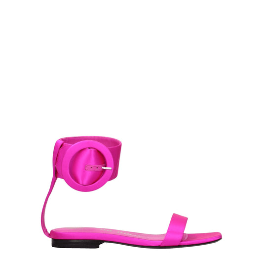 Pink Satin Flat Sandals