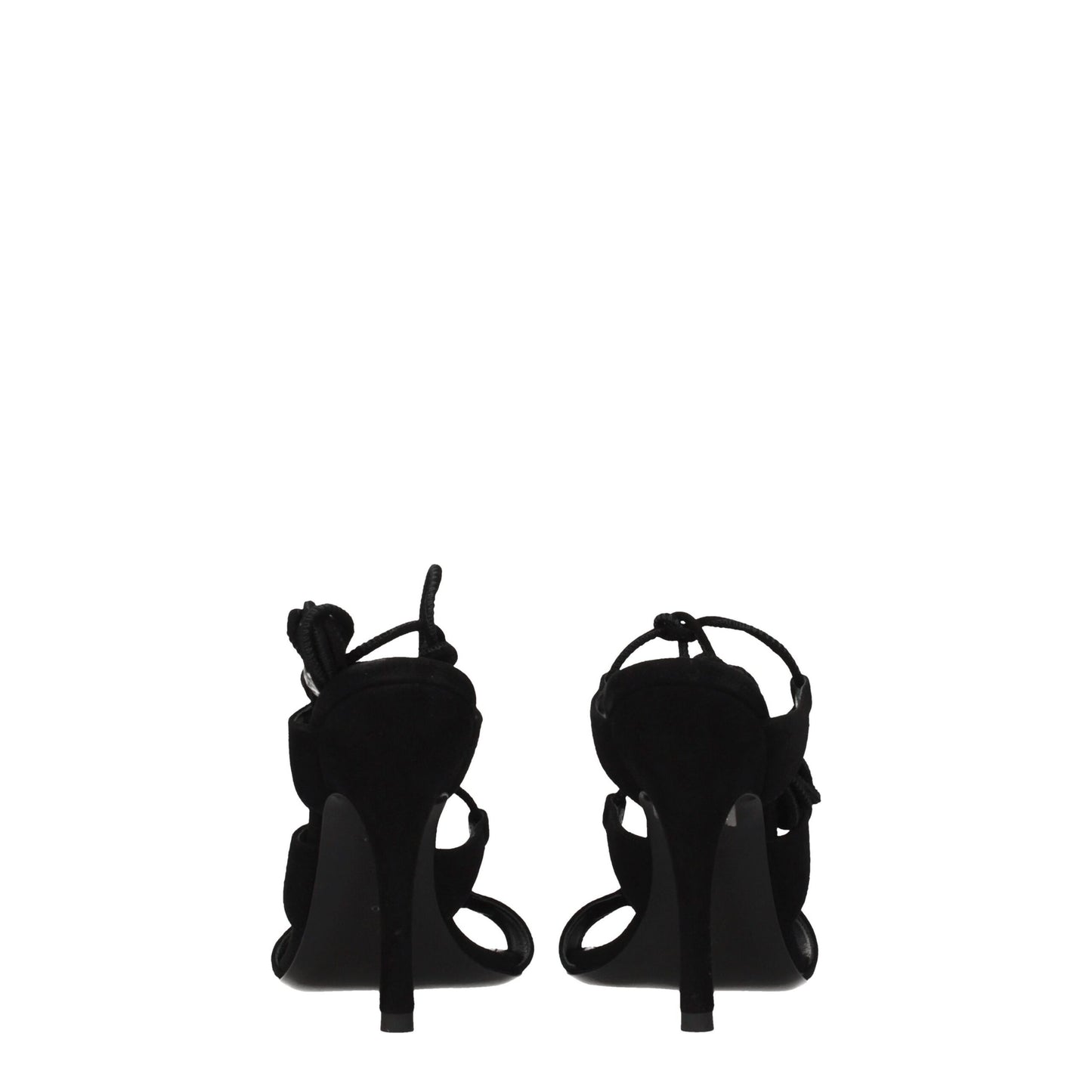 Black Leather Stiletto Heel Sandals