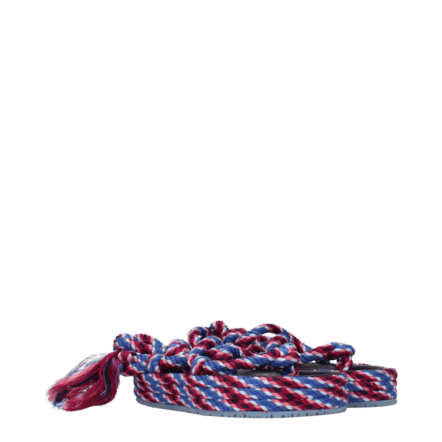 Blue Fabric Flat Sandals