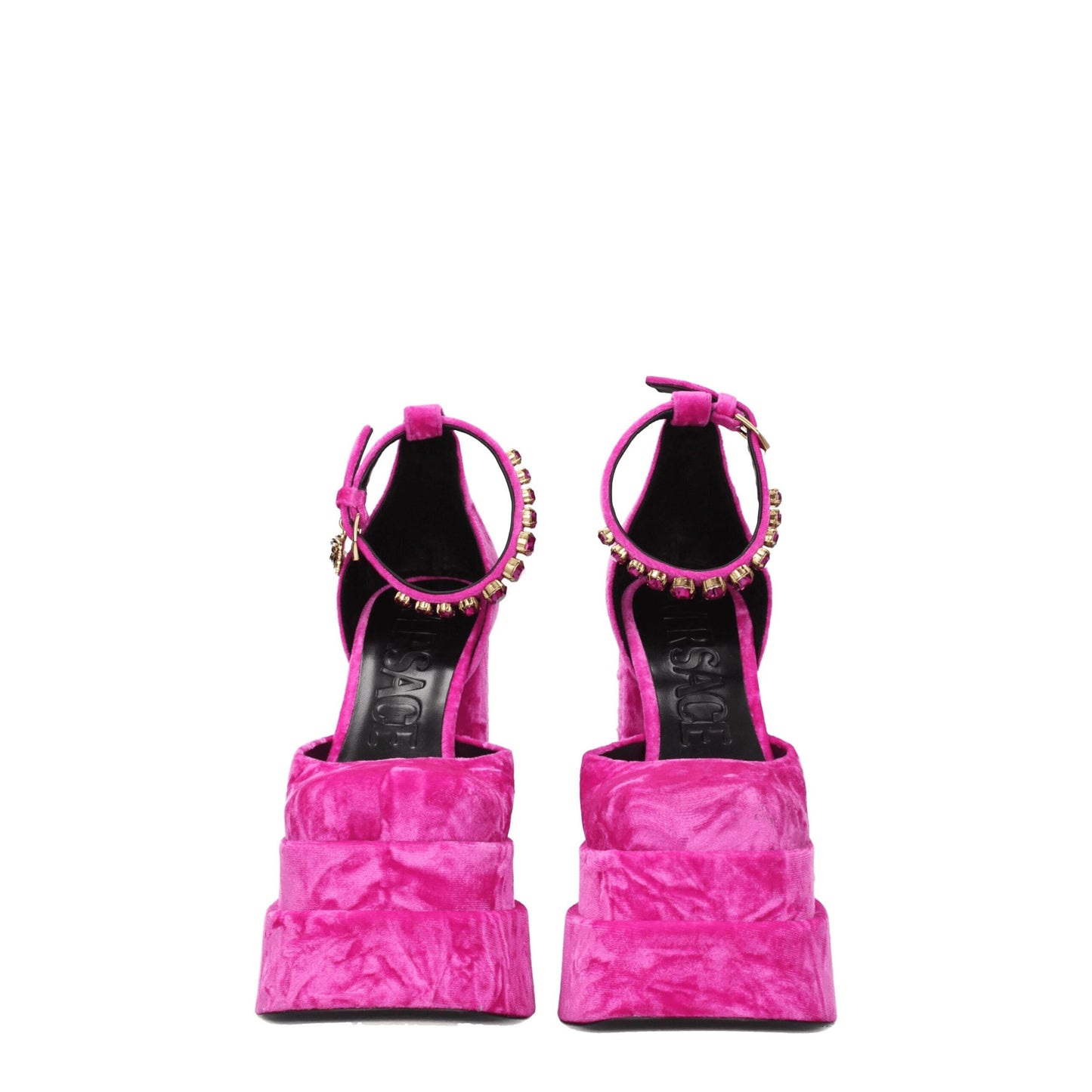 Pink Velvet Platform Sandals