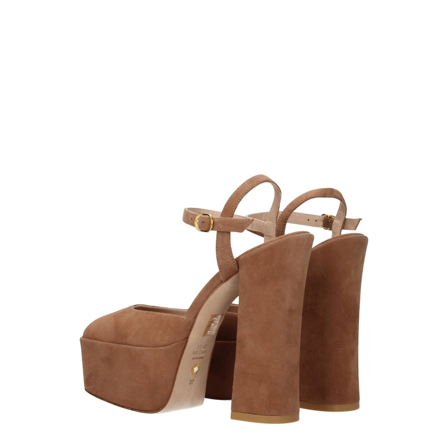 Beige Leather Platform Sandals