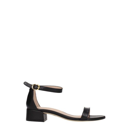 Black Leather Flat Sandals