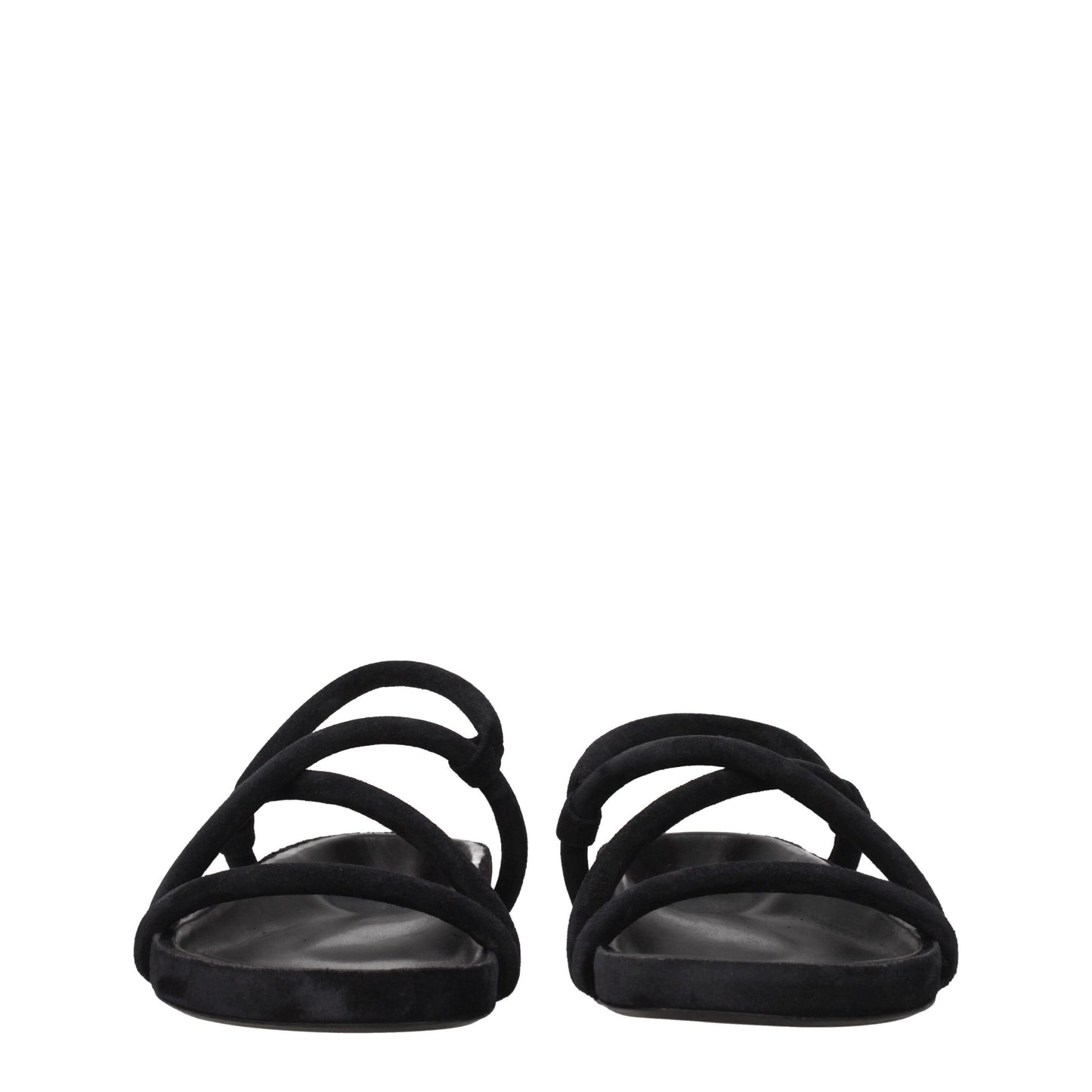 Black Leather Flat Sandals