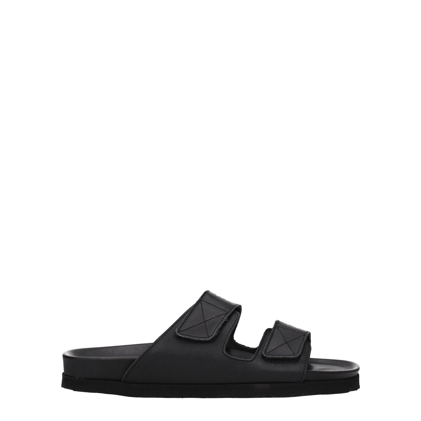 Black Leather Slippers