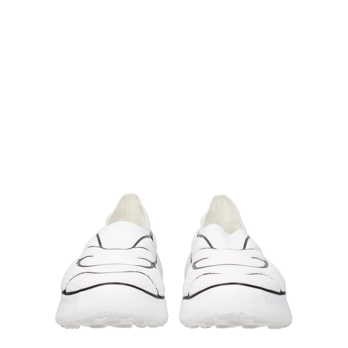 White Fabric Low Top Sneakers