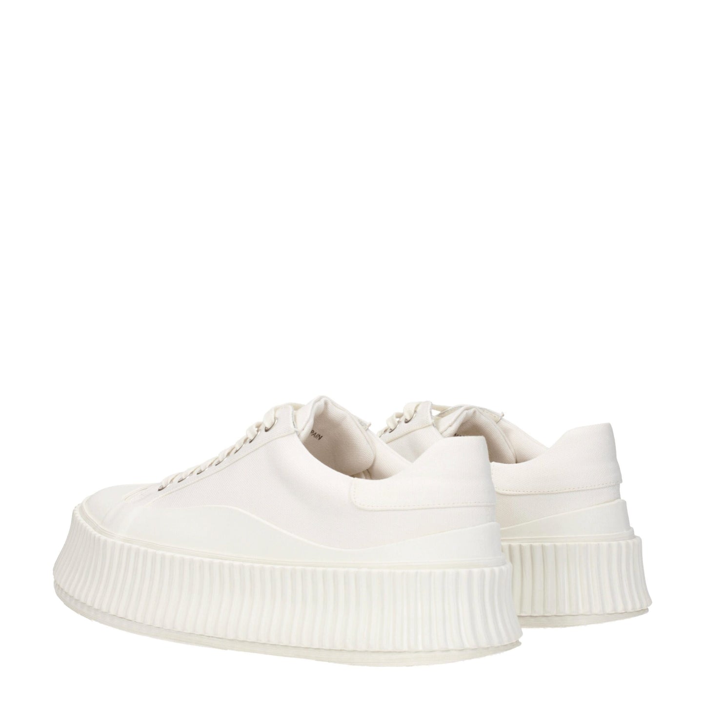 White Fabric Platform Sneakers