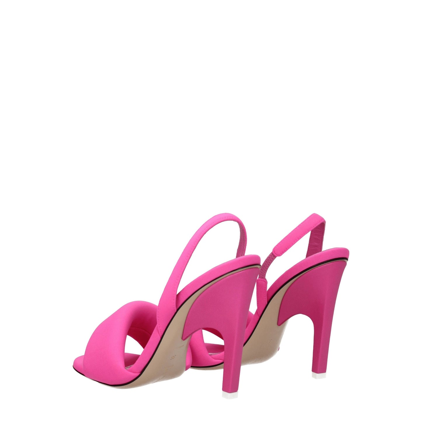 Pink Fabric Stiletto Heel Sandals