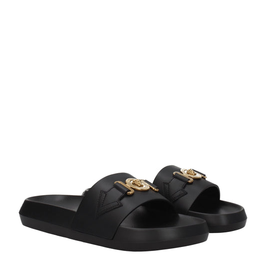 Black Leather Slippers