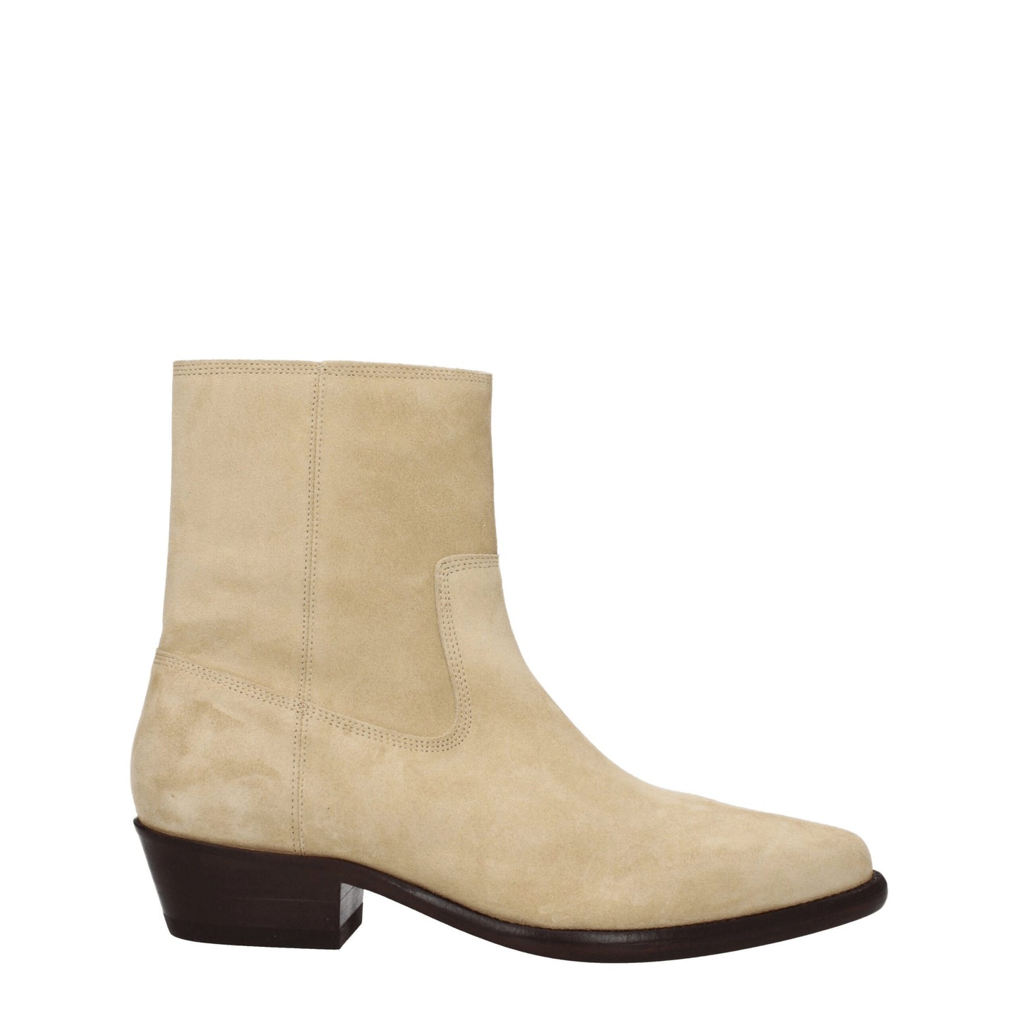 Beige Leather Ankle Boots