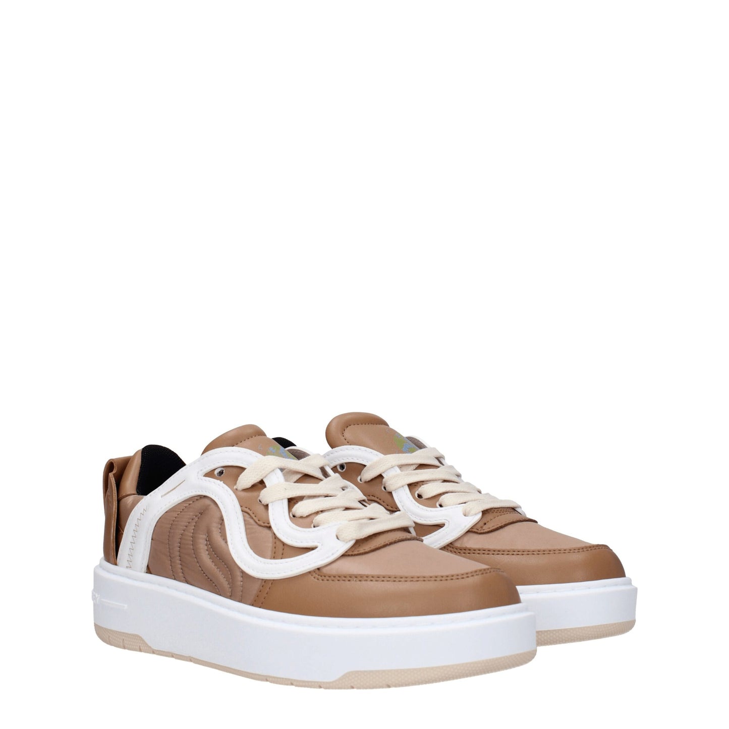 Brown Fabric Chunky Sneakers