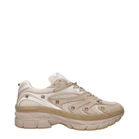 Beige Fabric Low Top Sneakers