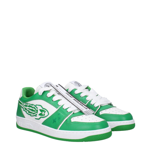 Green Leather Low Top Sneakers