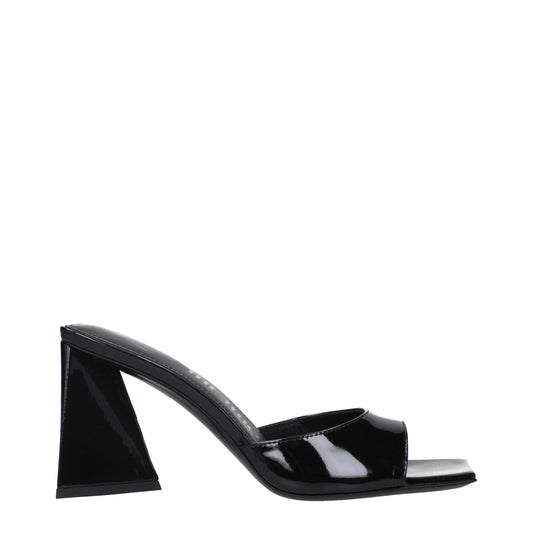 Black Leather Stiletto Heel Sandals