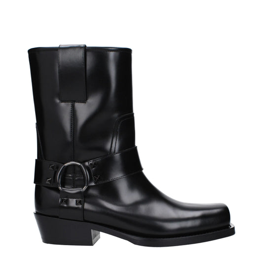 Black Leather Ankle Boots