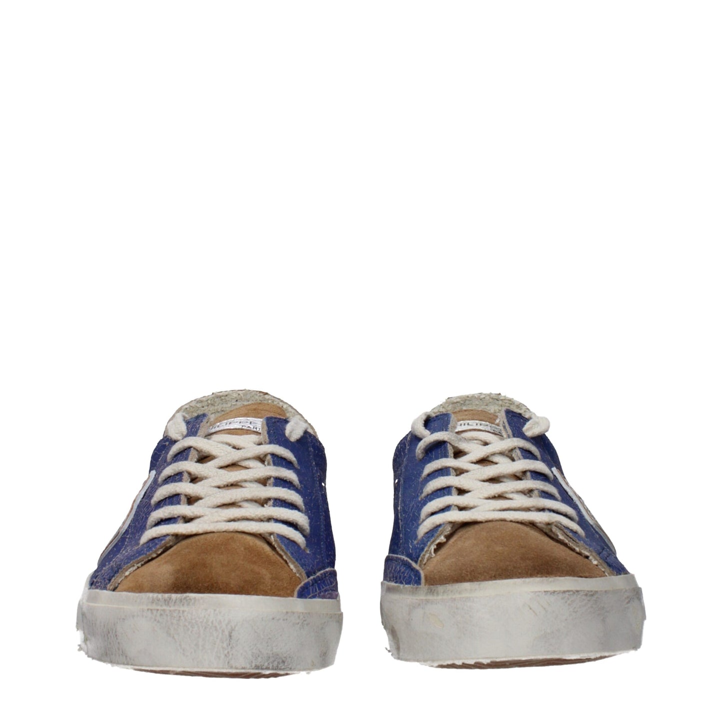 Blue Leather Low Top Sneakers