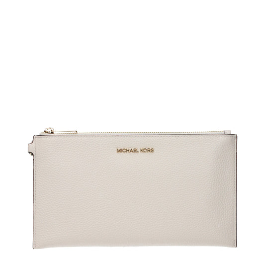Beige Leather Clutch Bag