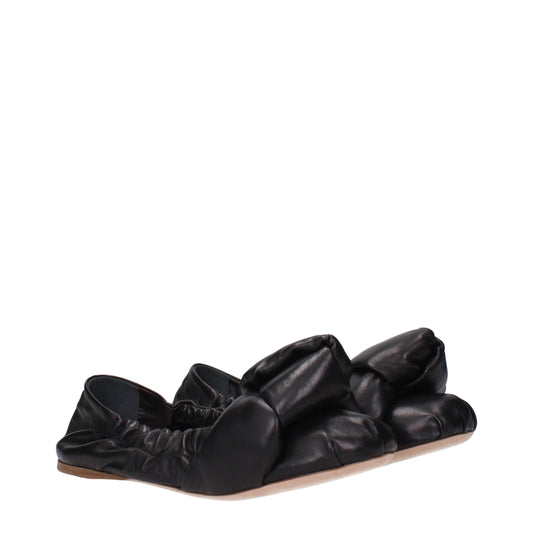 Black Leather Ballet Flats