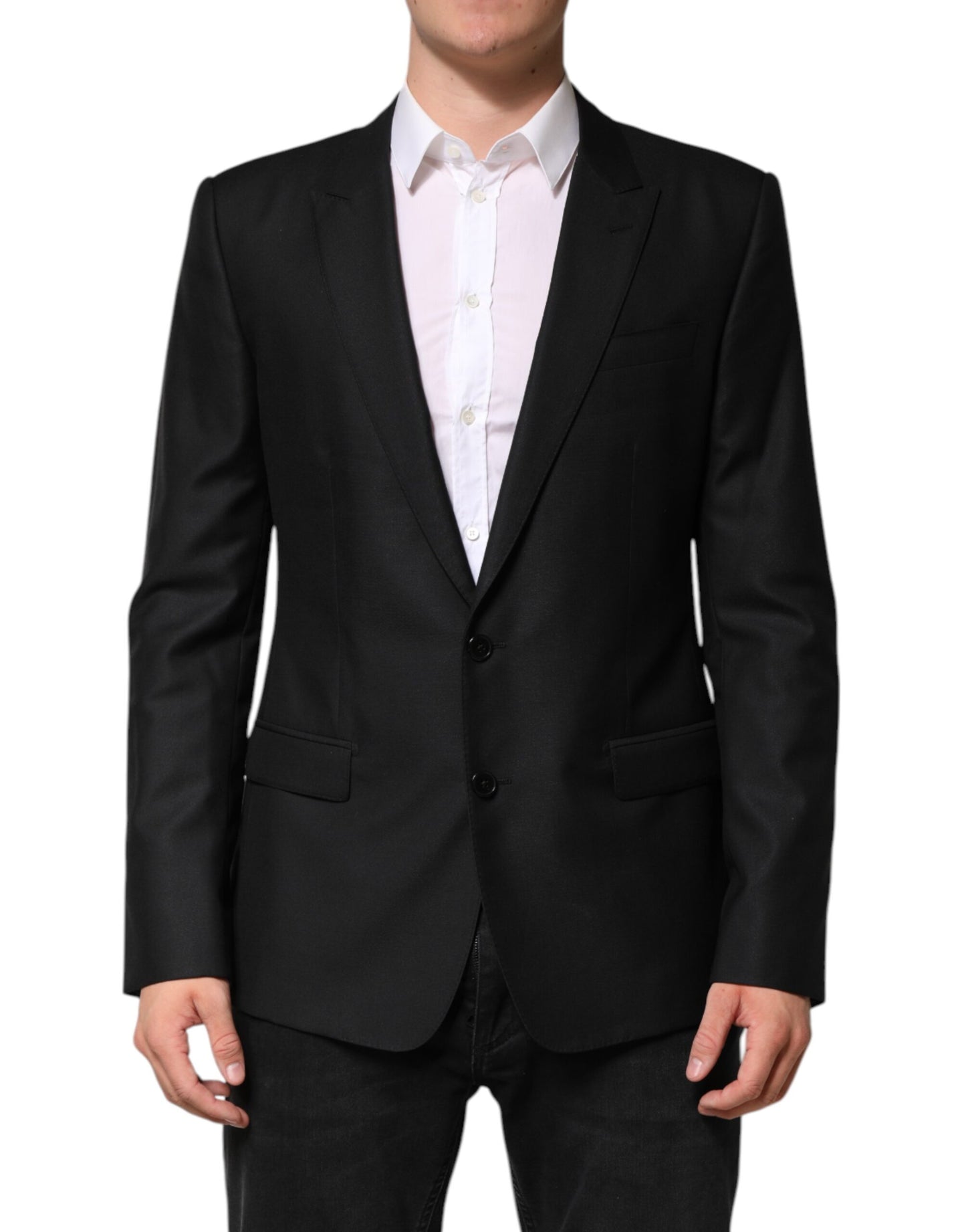 Black Wool Single Breasted Jacket Blazer