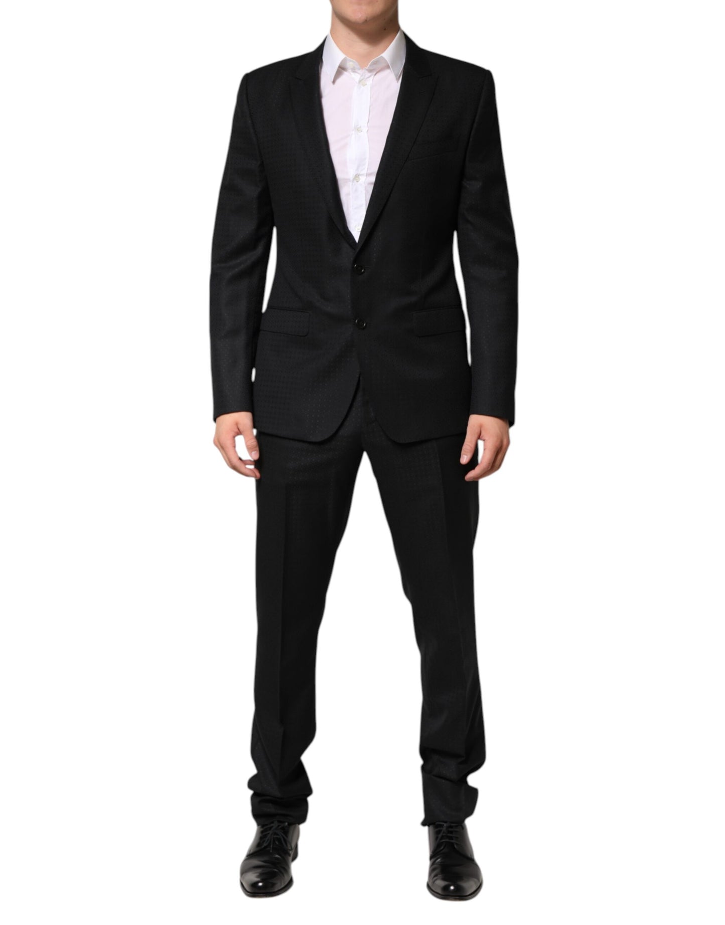 Black Jacquard Single Breasted 2 Piece Suit