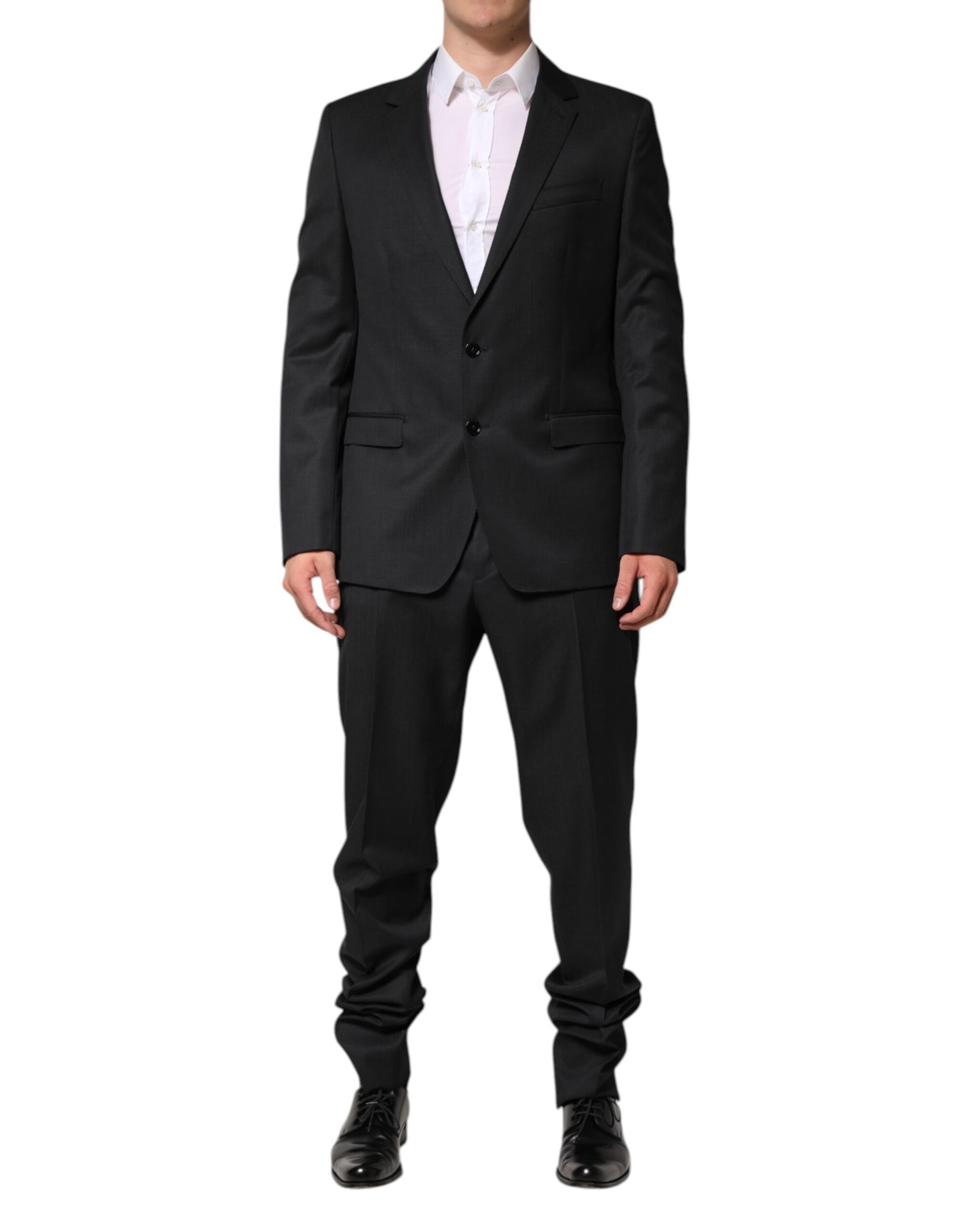 Dark Gray Wool Single Breasted 2 Piece Suit